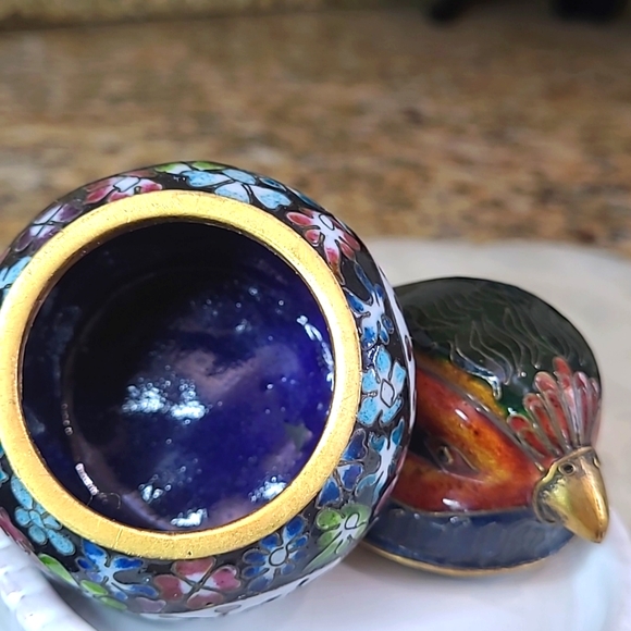 Vintage Cloisonne Pheasant trinket box - Picture 5 of 5